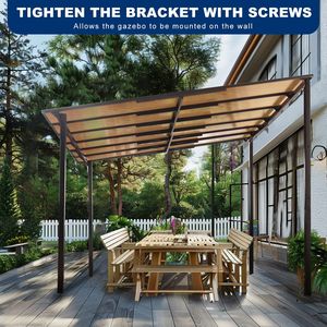 10 X 12 Outdoor Heavy Duty Wall Mounted Metal Awning Gazebo <b>Roof</b> Large Pergola for Patio Decks Backyard <b>Canopy</b> Gazebo Product - Product Image 5