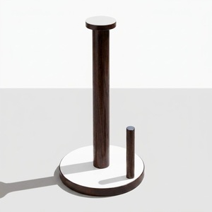 Modern Solid Walnut Wood Paper Towel <b>Holder</b> With Heavy Marble Base Handcrafted Kitchen Roll Stand For Home & Hotels Decor - Product Image 1