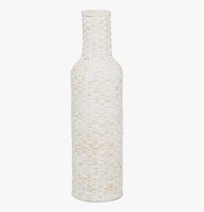 Vase à fleurs décoratif en bambou tressé blanc, style bohème rustique, pour bouteille de vin, grande taille, en promotion - Product Image 2