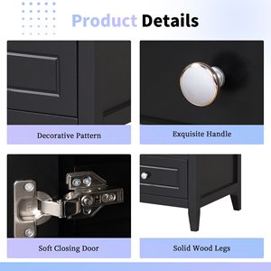 Mobile da Bagno da 20 Pollici con Anta in Vetro a Chiusura Morbida e Cassetto, Elegante Mobiletto per Bagni - Product Image 5