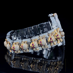 2024 New Trending Lab Grown Diamond Skull Diseñado Diamond Bisel Relojes TwoTone Reloj de lujo Precio de fábrica al por mayor - Product Image 2