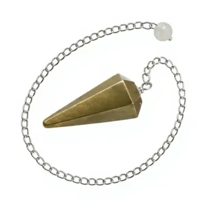 Pendule en cristal de pyrite dorée naturelle avec chaîne argentée, pierre précieuse à facettes pour la radiesthésie, le Feng Shui, le Reiki et l'équilibrage des chakras - Product Image 3