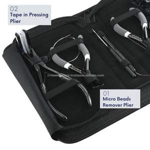Kit de herramientas de extensión de cabello de color negro con estuche Kit de alicates de cuentas de aplicación con herramienta de bucle de tracción Agujas tipo C y pinzas para el cabello - Product Image 3