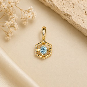 Pendentif hexagonal en quartz améthyste, pierre précieuse ronde de 8 mm, breloque à griffes, pierre de naissance, collier plaqué or, cadeau pour elle - Product Image 5