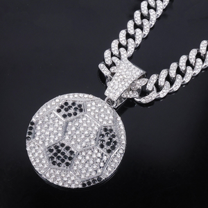 Moissanite Diamond Pendant 925 Silver Gold Plated <b>Chain</b> Necklace <b>Iced</b> <b>Out</b> Soccer Ball Charm Hip Hop Jewelry Set Luxury Gift - Product Image 4