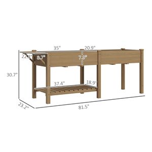 Fioriera rialzata in legno carbonizzato con ripiano inferiore e fori di drenaggio per mobili da esterno - Product Image 3