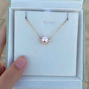 Pendentif en perle d'océan Akoya japonaise, or 18 carats, demi-lune, diamant, niveau céleste, exquis, pendentifs en diamant pour clavicule, charmes - Product Image 1