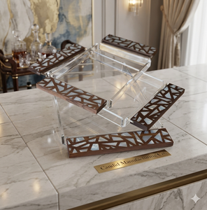 Bandeja para servir con incrustaciones de fregona de madera de acacia con forma rectangular, regalo de Ramadán Eid, hecha a mano - Product Image 1