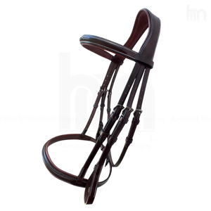 Brida de Cuero Anatómica Marrón de Calidad Premium para Caballo, con Cabezal Acolchado Suave y Costuras en Contraste, para Salto Ecuestre Inglés - Product Image 5