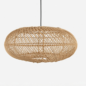 Handwoven Rattan Pendant Light Natural Brown Woven <b>Lampshade</b> Modern Indoor Hanging Lamp Decor - Product Image 1