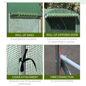 6 'X 6' X 6 'esterno Walk-In Tunnel serra telaio In acciaio con cerniera porta avvolgi-up In plastica Hot Green House per giardini - Product Image 6
