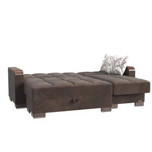 PrimeNest ZenAero Collection Convertible Wood Trimmed <b>Chaise</b> <b>Lounge</b> Upholstered with Storage Feature - Product Image 3