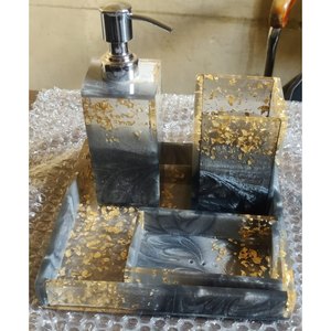 Handmade White Resin Luxury <b>Bathroom</b> <b>Set</b> Elegant Home <b>Accessories</b> - Product Image 2