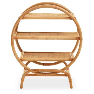 Three Tier Bamboo Round <b>Shelf</b> <b>Unit</b>-Eco-Friendly Vintage Design <b>for</b> <b>Kitchen</b> & Bathroom Storage - Product Image 1