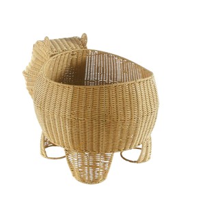 Cesta de Mimbre con Forma de Hipopótamo, Cesta Decorativa Tejida con Parte Superior Abierta, Caja de Almacenamiento con Diseño de Animales de Safari, Contenedor de Juguetes para Niños, Decoración Boho - Product Image 2