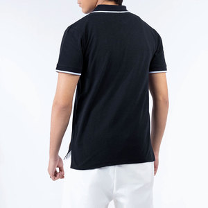 Chemise noire à manches courtes pour homme, coupe classique, décontractée, en coton piqué tricoté, respirante, à rayures, boutonnée, séchage rapide - Product Image 5
