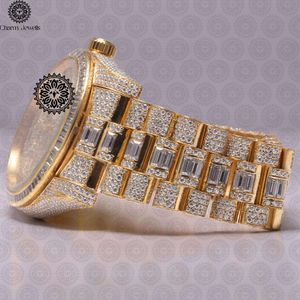 Charm_Jewells Luxury Gold <b>Watch</b> 40mm Round Case <b>Diamond</b> Encrusted Analog Quartz Unisex Folding Clasp - Product Image 3