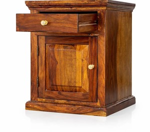 Solid Wood <b>Bedside</b> Nightstand | Classic 1-Drawer 1-Door Cabinet <b>Table</b> | Traditional Bedroom Furniture |Manufacturer Jodhpur - Product Image 5