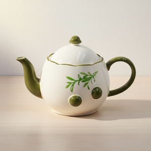 Tetera de Porcelana Fina de Primera Calidad 3460983D-1.0 NUEVA con Estampado de Rama de Olivo y Fruta - Product Image 1