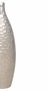 Florero de Metal Plateado Martillado de Lujo, Diseño Ovalado Alto y Elegante, Hecho a Mano, Decoración Moderna para el Hogar, Centro de Mesa, Unidad Individual - Product Image 4