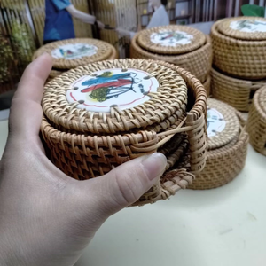 ที่รองแก้วไม้ไผ่หวายทำมือ ของตกแต่งบ้านธรรมชาติ สำหรับร้านกาแฟ โรงแรม ร้านอาหาร ผลิตในเวียดนาม - Product Image 6