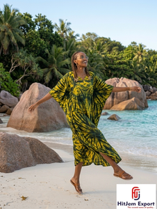 Custom Printed Women Beach <b>Kaftan</b> Dress Loose Fit <b>Summer</b> Cover Up Silk Cotton Rayon Polyester Bulk Supply - Product Image 6