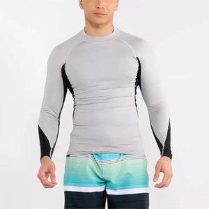 Custom Mens Color Block Rash Guard Set Long Sleeve Quick Dry Compression <b>Shirt</b> and <b>Swim</b> Shorts Surfing Water Sportswear - Product Image 3
