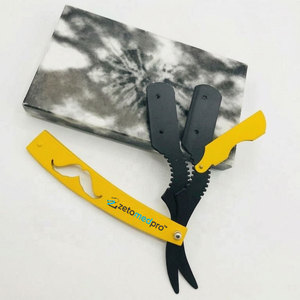 Yellow Black Color Coated Professional Classic Men's Straight Stainless Steel <b>Single</b> <b>Blade</b> Replaceable Barber <b>Razor</b> Customized - Product Image 6