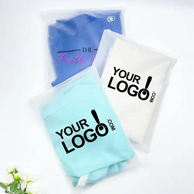 Benutzer definierte Kunststoff T-Shirt Taschen Kleidung Frosted Biologisch abbaubare Zip Lock Self Sealing Bag Verpackung und Druck benutzer definierte Logo