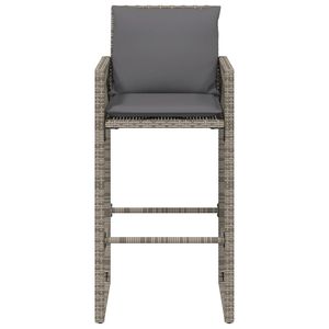 Taburete de Bar para Jardín en Ratán Sintético Gris, Acero con Recubrimiento en Polvo, 100% Poliéster para Muebles de Patio - Product Image 5