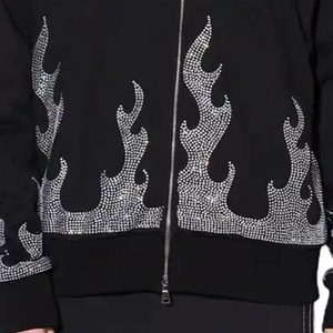 เสื้อฮู้ดดี้ผู้ชายคุณภาพพรีเมียม ประดับด้วยคริสตัล แขนยาว ผลิตจากผ้าฝ้าย/โพลีเอสเตอร์ฟลีซ เป็นมิตรต่อสิ่งแวดล้อม ระบายอากาศได้ดี ดีไซน์สำหรับฤดูหนาว - Product Image 3