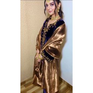 FANCY VISCOSA TERCIOPELO BORDADO SECUENCIA TRABAJO CON FUNDA CAMPANA Y LATKAN FONDO SUPERIOR CON DUPATTA AZUL MARINO - Product Image 1