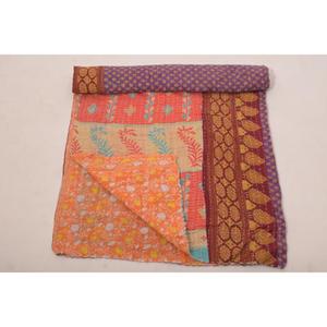 Handcrafted Cotton Kantha Gudri Reversible Quilt Soft Lightweight Bed Cover for Bedroom and Living Room - Product Image 5