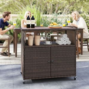 Armadio da Esterno con Piano in Legno di Acacia e Ruote Bloccabili - Product Image 2