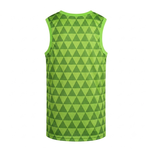 Maillot de basket personnalisé pour homme, vert lime, sans manches, col rond, logo en mesh, antibactérien, respirant, vente en gros de vêtements de sport - Product Image 2
