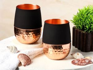 Copper Double Wall Tumblers Set of 2 350ml Cherry Color with <b>Straw</b> Elegant Smooth Finish for Ayurveda Health Benefits - Product Image 5