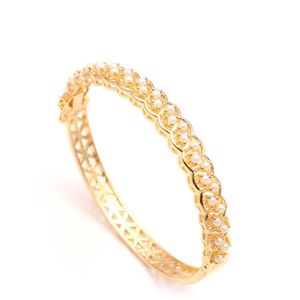 <b>Top</b> Trendy 22K Gold Plated Freshwater Pearl Openable Bracelet Adjustable Brass Kada Wedding Jewelry for Women - Product Image 3