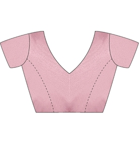 Sari de Seda Satinada Bordado y Adornado Estilo Bollywood para Mujer, Marca KV, Sin Arrugas, con Blusa Sin Coser (Rosa), para Bodas/Fiestas - Product Image 2