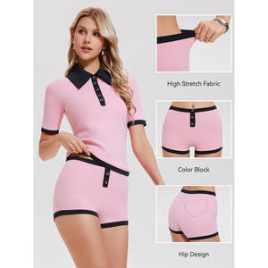 Conjunto de 2 Piezas para Mujer, Top Polo de Manga Corta con Cierre de Botones, Informal, Ecológico, Impermeable, para Primavera/Verano - Product Image 5