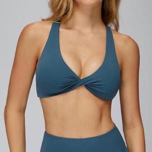 Twist Front Sports Bra <b>Crop</b> <b>Top</b> with Medium <b>Support</b> for Women Yoga Workout Sports Bra For Women - Product Image 2