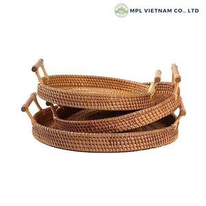 Ensemble de paniers tissés en rotin naturel de haute qualité de 3 pièces faits à la main pour l'affichage de stockage de bijoux alimentaires dans la cuisine boulangerie salon - Product Image 2