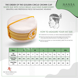 Tapa Dorada con Diseño de Corona |   Gorra con Corona Bordada a Mano con Hilos de Oro |   Gorra Masónica Blanca |   Gorra Ceremonial Masónica |   Personalizado - Product Image 5
