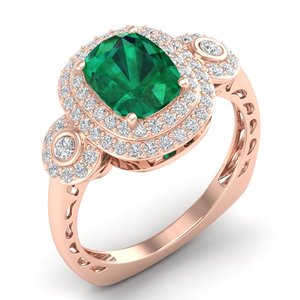 REYES Elegance Cushion Cut 4.12Ct Emerald Gemstone Engagement Ring Women 925 Sterling <b>Silver</b> Moissanite Wedding Bridal Jewelry - Product Image 2