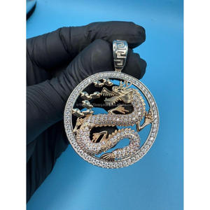 Custom Asian Dragon Pendant Featuring VVS Moissanite Diamonds Handmade Hip Hop Necklace <b>Charm</b> - Product Image 1