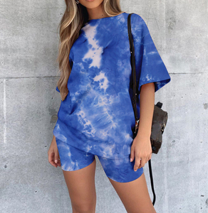 Ensemble deux pièces décontracté pour homme 2026, haute qualité, été, tie-dye, manches courtes, imprimé, polyester/coton, taille XL, séchage rapide - Product Image 1