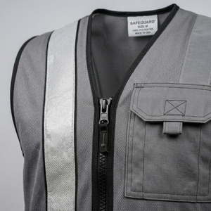 Custom logo Hi Vis Workwear Reflective Safety Vests 100 Polyester Black Construction Vest Without Pocket - Product Image 6