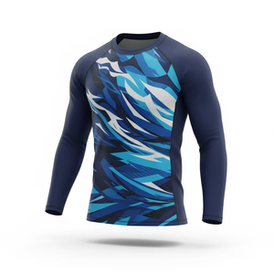Wholesale Men's Long Sleeve Compression Rash Guard Shirts-Spandex/Nylon Breathable Quick Dry UV Protection for Swimming <b>Surfing</b> - Product Image 5