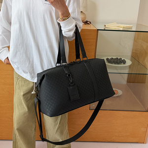 Sac à bandoulière en cuir véritable noir, texture litchi, design minimaliste, ouverture supérieure, deux sangles, longueur 50-65 cm, toutes saisons, usage quotidien - Product Image 3