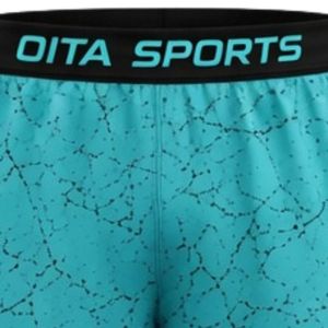 Pantalones cortos deportivos con estampado de lunares en azul turquesa y negro, con cintura elástica, ligeros, transpirables, para entrenamiento atlético en el gimnasio - Product Image 3