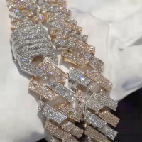 Cadena de Eslabones Cubanos de Lujo en Oro Rosa Helado con Moissanita VVS, Joyería Hip Hop, Cadena con Cierre Personalizado, Regalo de Compromiso, Plata